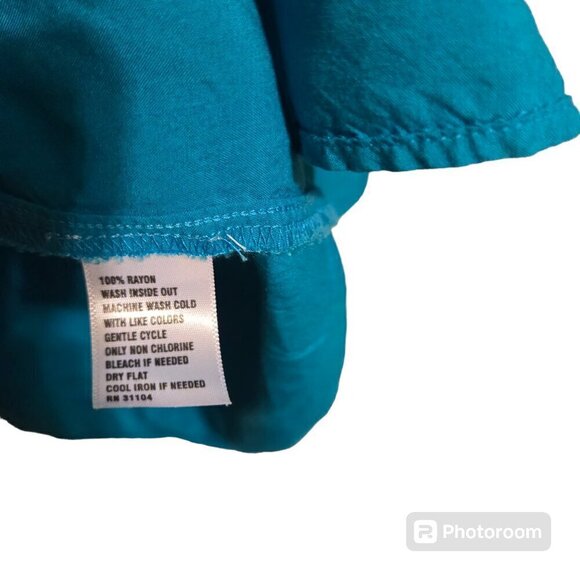 Crown & Ivy Tunic Women's Size‎ Large Turquoise Beaded Tie Behind Neck Bo… - Picture 6 of 7